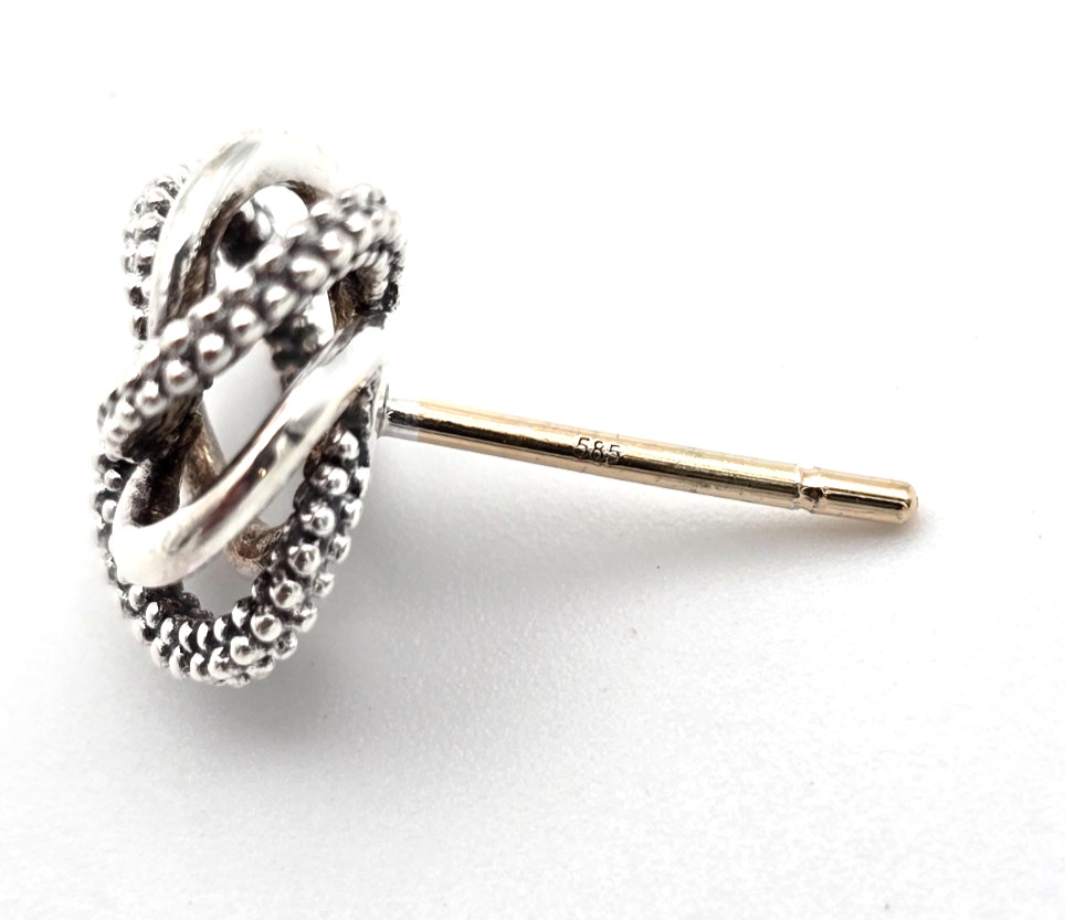 LAGOS Love Knot Earrings Sterling Silver Studs with 14K Gold Posts