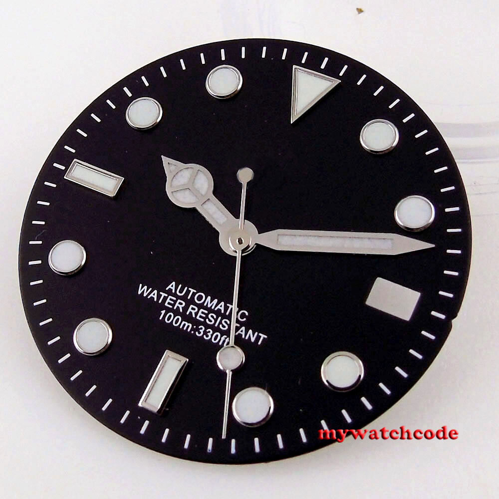 Blue green Luminous 29mm Black Green dial Watch Dial for Nh36A NH35A 2824 PT5000