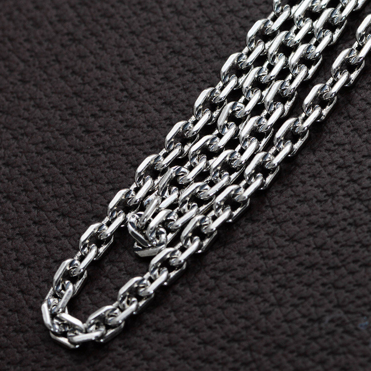Real 925 Sterling Silver Chain Necklace Women Men Solid 4mm Cable Link Necklace