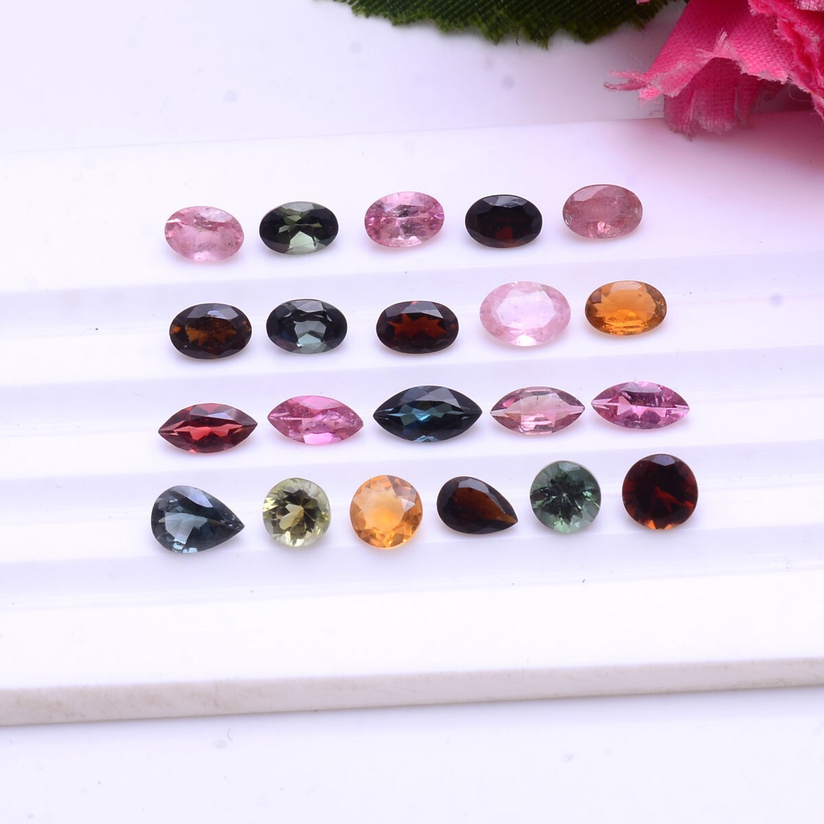 21 Pcs Natural Tourmaline Multi-Color 4.77mm-7.83mm Sparkling Loose Gemstones