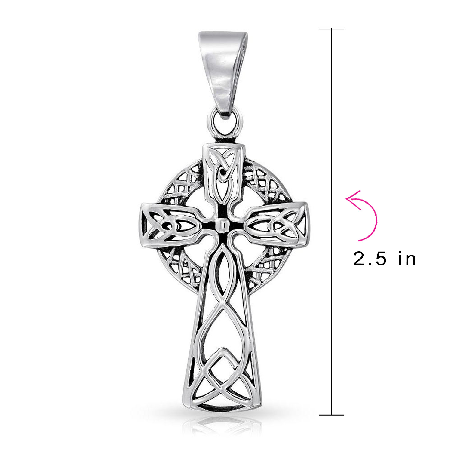 Protection Amulet Celtic Cross Pendant Necklace Oxidized Silver 20 Inch Chain