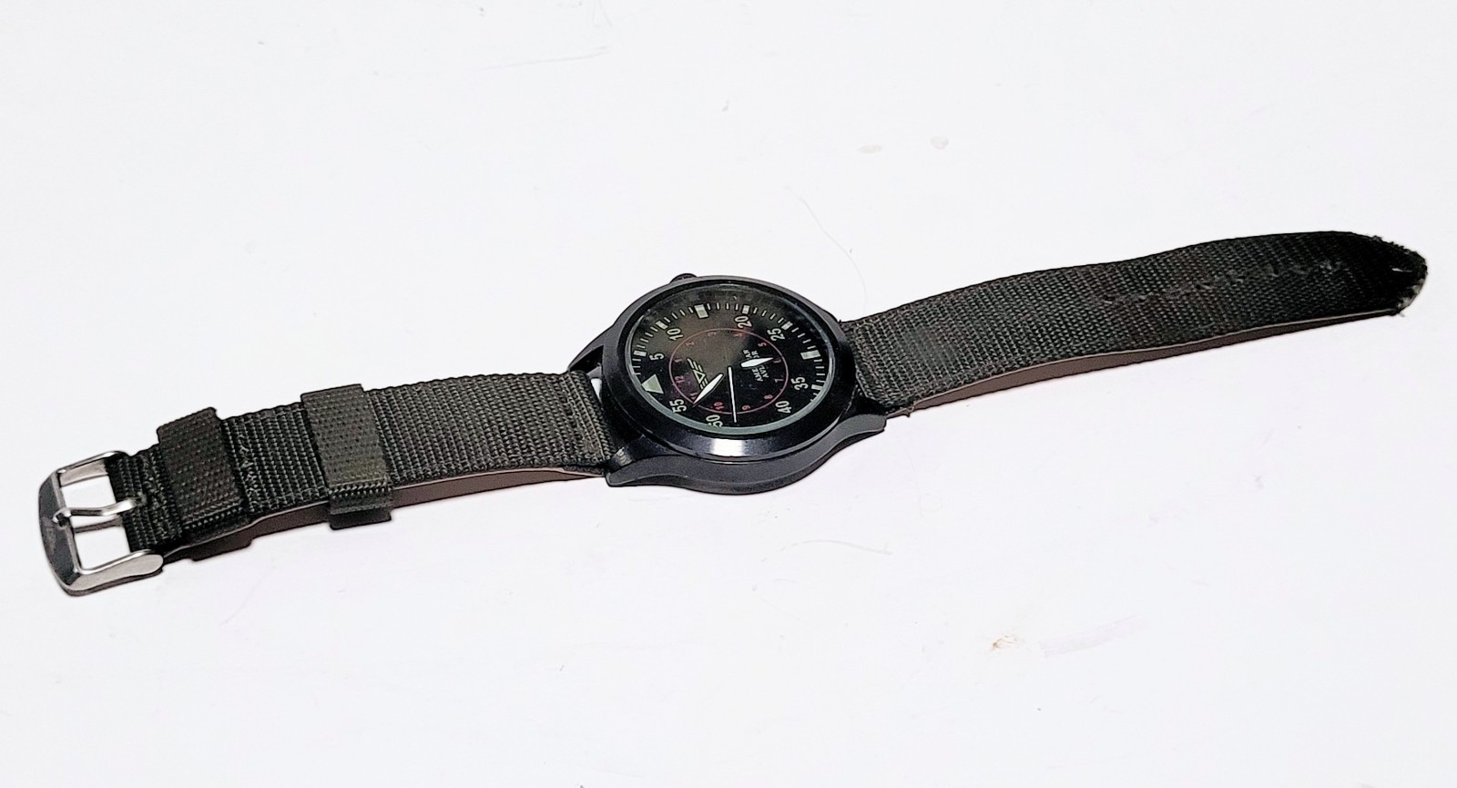 American Aviator 1945 Black Tone Quartz Wristwatch Field Watch Olive Green Band