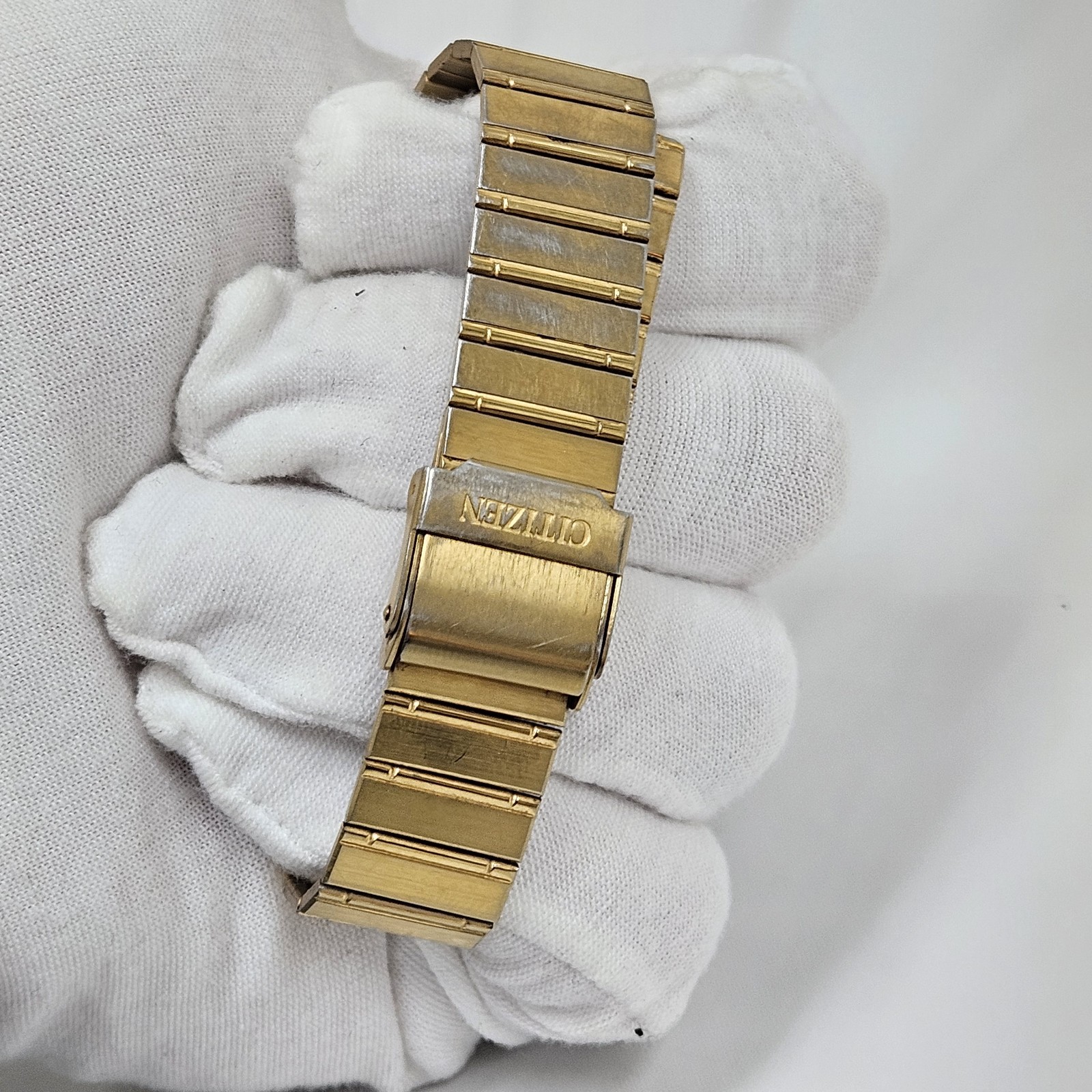 Vintage Citizen CQ 3630 Gold Tone Quartz Mens Tank Dress Wrist Watch New Battery