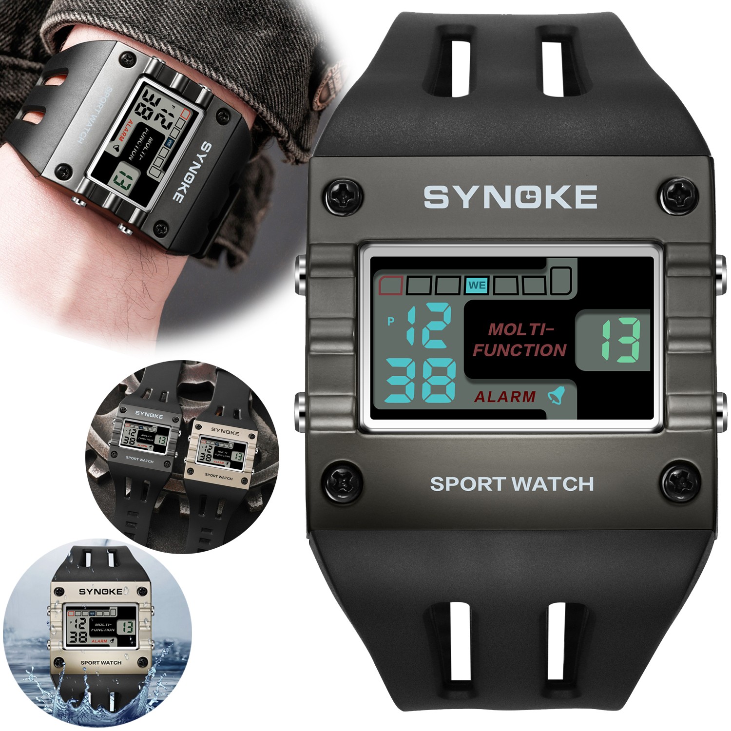 Men’s Digital Sports Watch LED Screen Large Face Military Waterproof Wristwatch