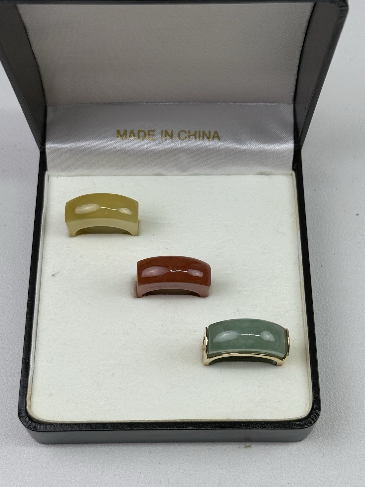 14K Yellow Gold 3.17g Ring Interchangeable Jade Yellow Green Red Size 7 China