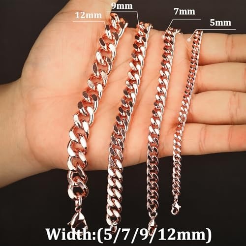 99.9% Pure Copper Cuban Link Bracelet for Men & Women – 5mm to 12mm Widths, Gift
