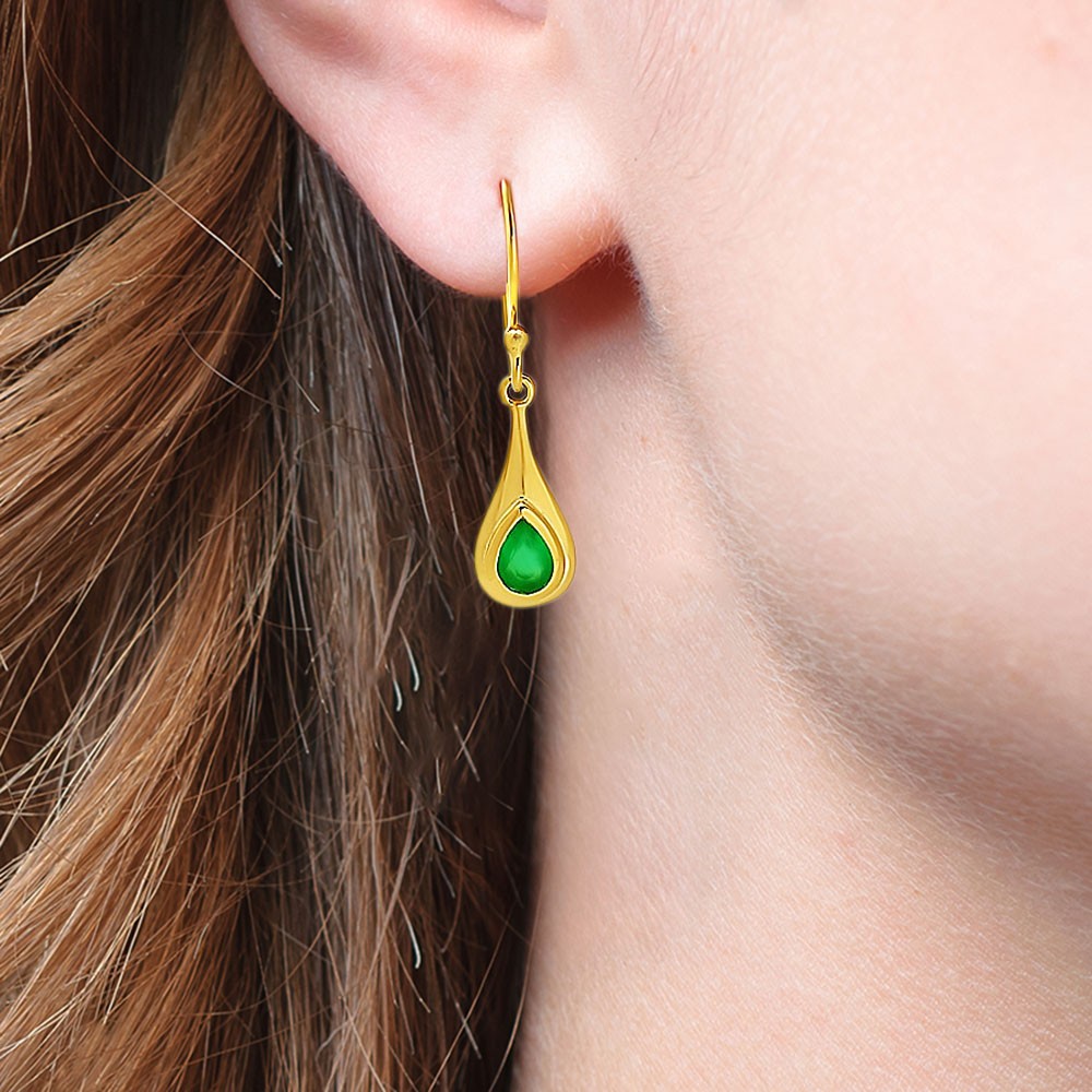 Elegant Handcrafted Teardrop Gemstone Earrings 18K Gold Plated TGE1022