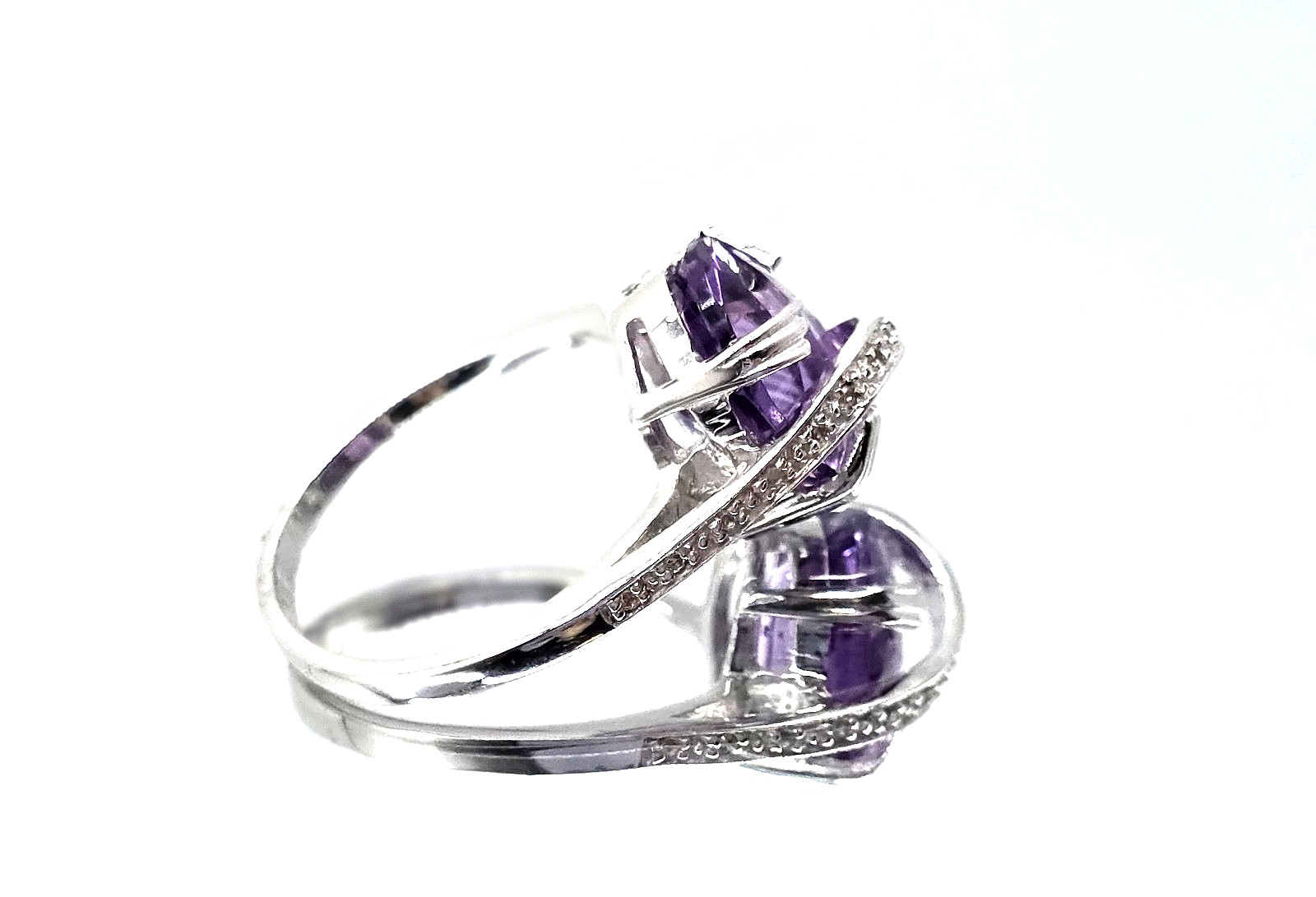 Women White Gold Rhodium Over Solid Sterling Silver 4.38 CTW Purple Amethyst
