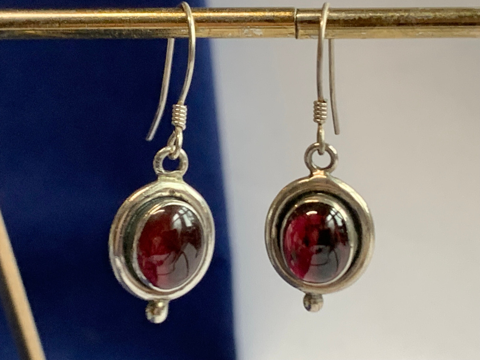 Sterling Silver Dangle Earrings 5.59g Fine Jewelry Dangle Garnet Color Stones