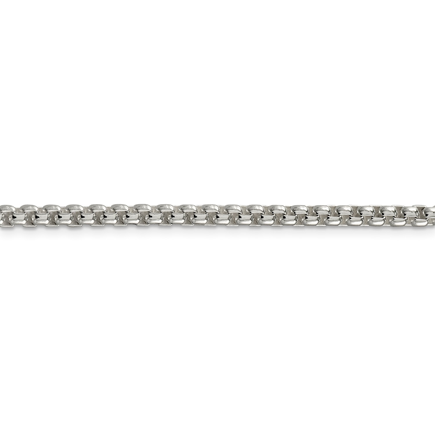 Sterling Silver Solid Plain 3.6mm Round Box Chain w/ Lobster Clasp 18″ – 36″