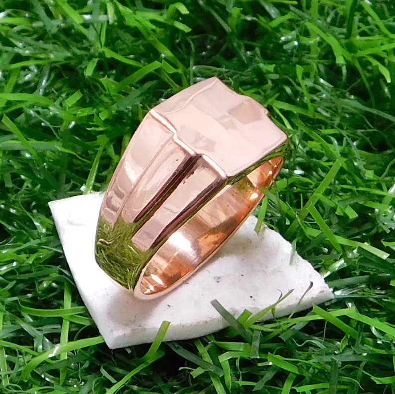 Copper Designer Textured Signet Cast Band Ring New Arrival Gift For Him Jewelry