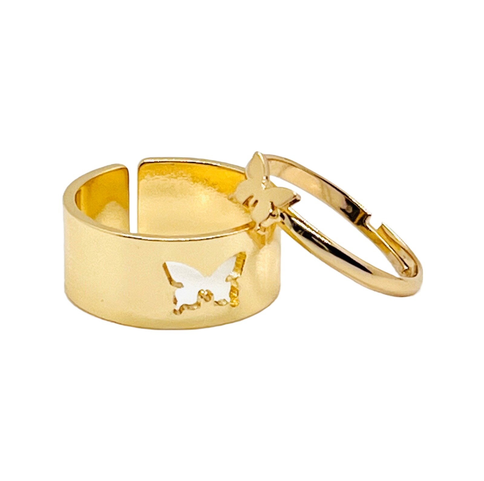 Sacred Gems Silver and Gold Copper Alloy Ring Set