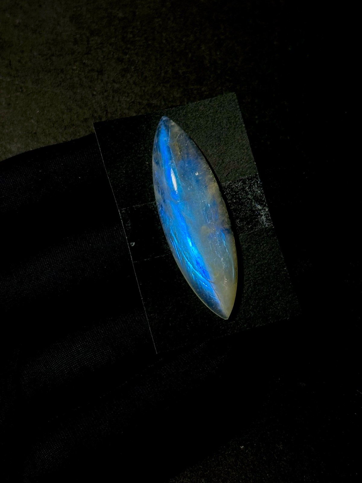 Rainbow Moonstone Cabochon, Blue Fire Moonstone, 14x36mm, Jewelry Making Stone