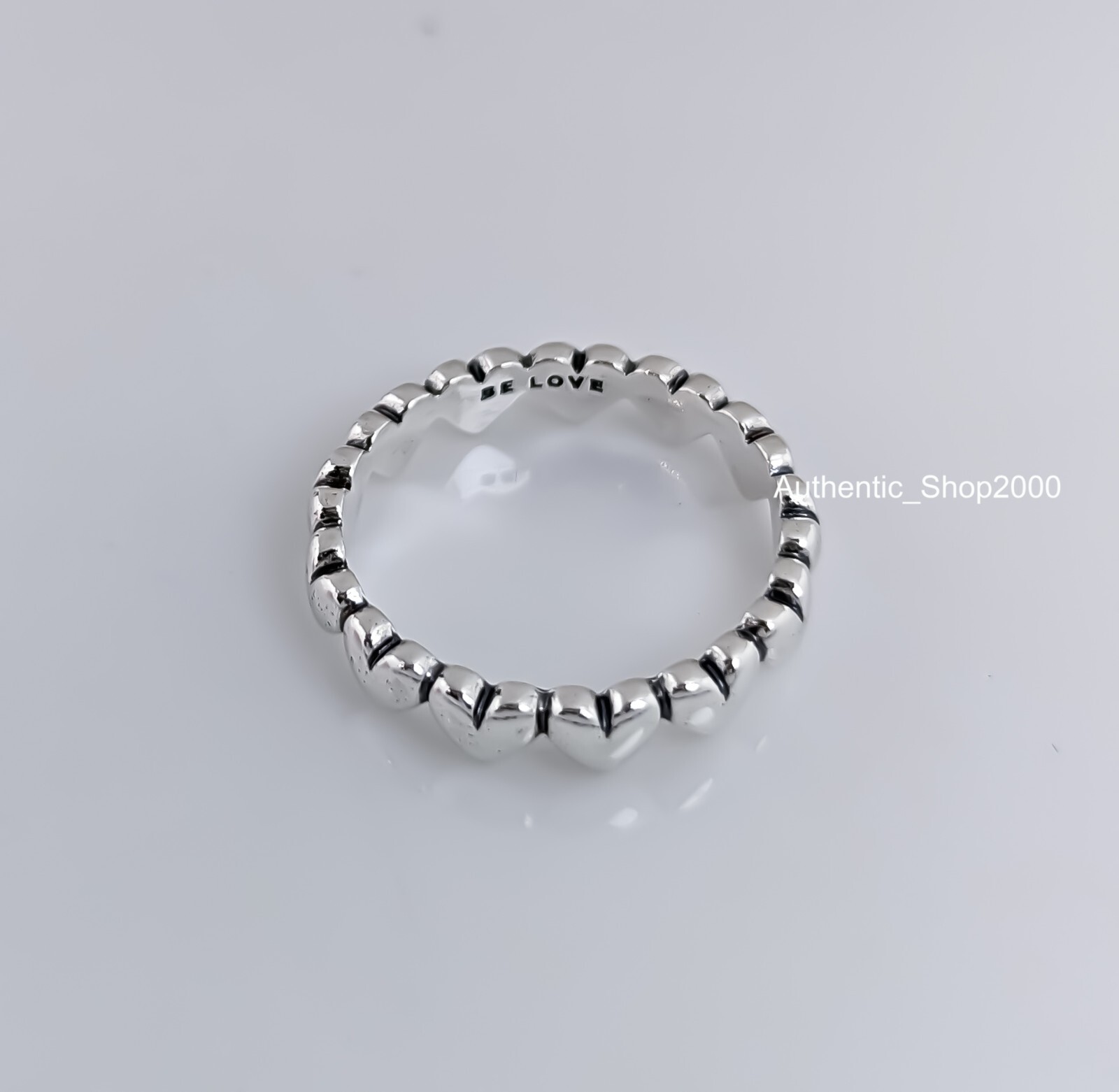 New 100% Authentic PANDORA 925 Ale Silver Be Love Row of Hearts Ring 193427C00