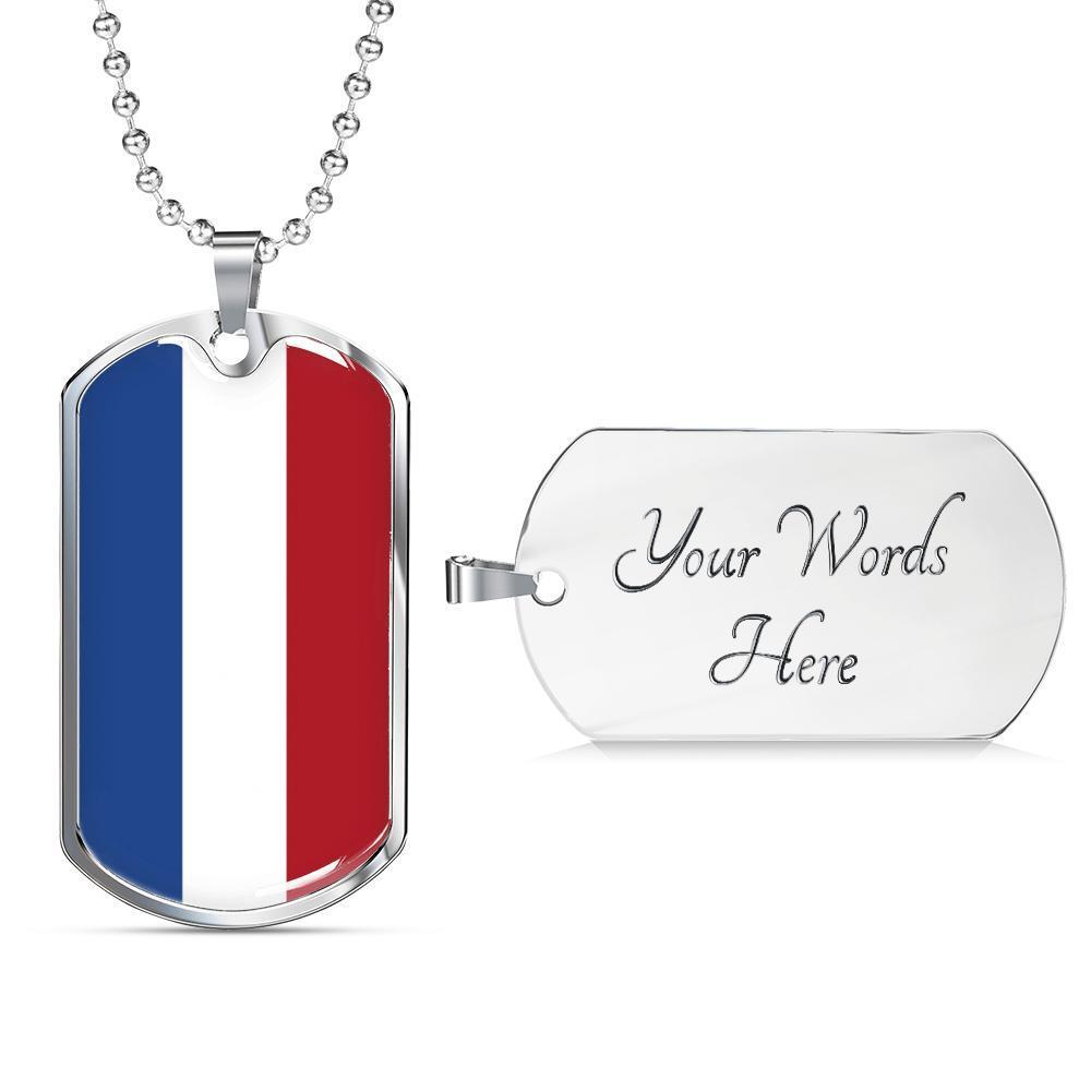 Netherlands Flag Necklace Netherlands Flag Dog Tag Necklace Stainless Steel 24″