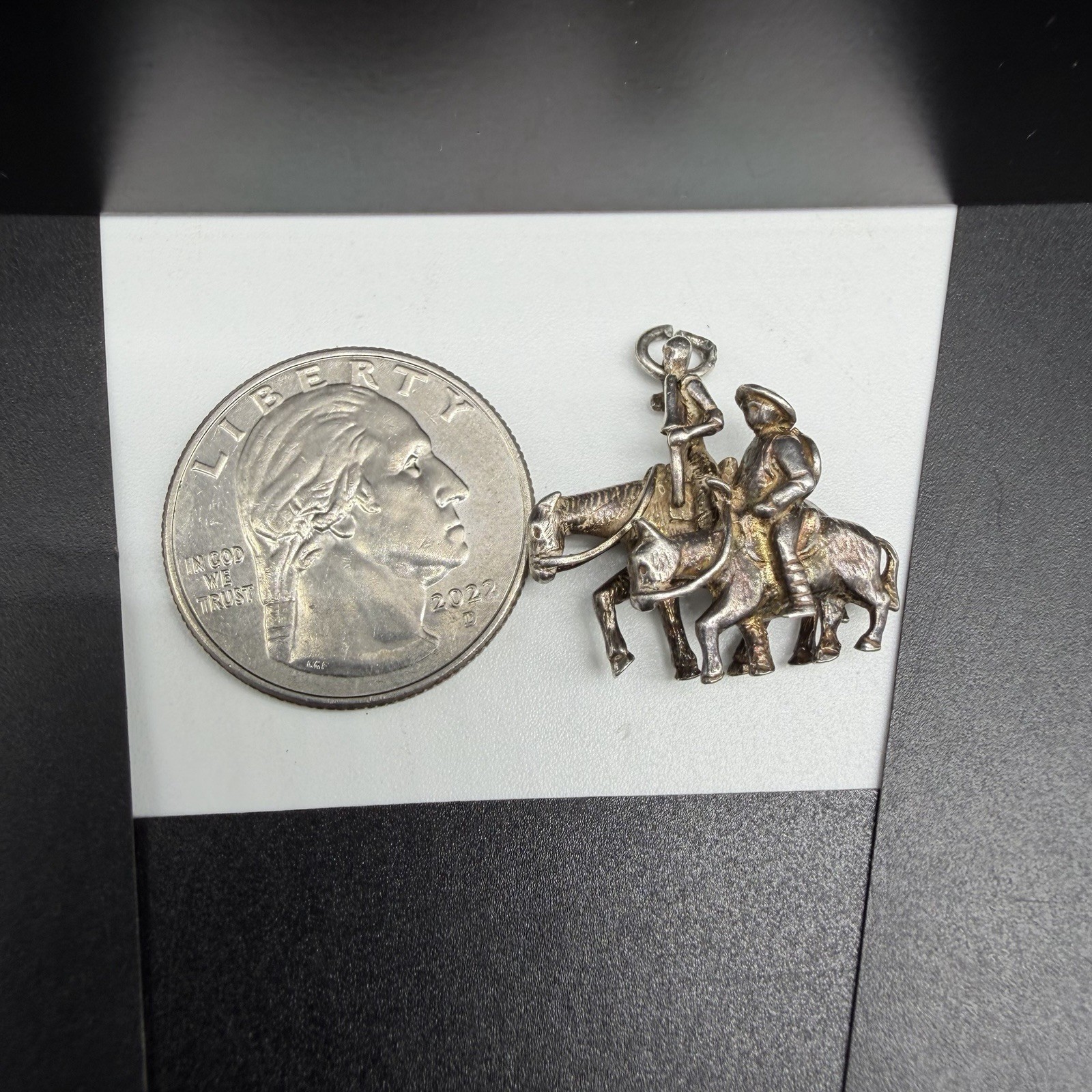 Vtg Sterling Silver Man of La Mancha Don Quixote Sancho Panza Charm See Details