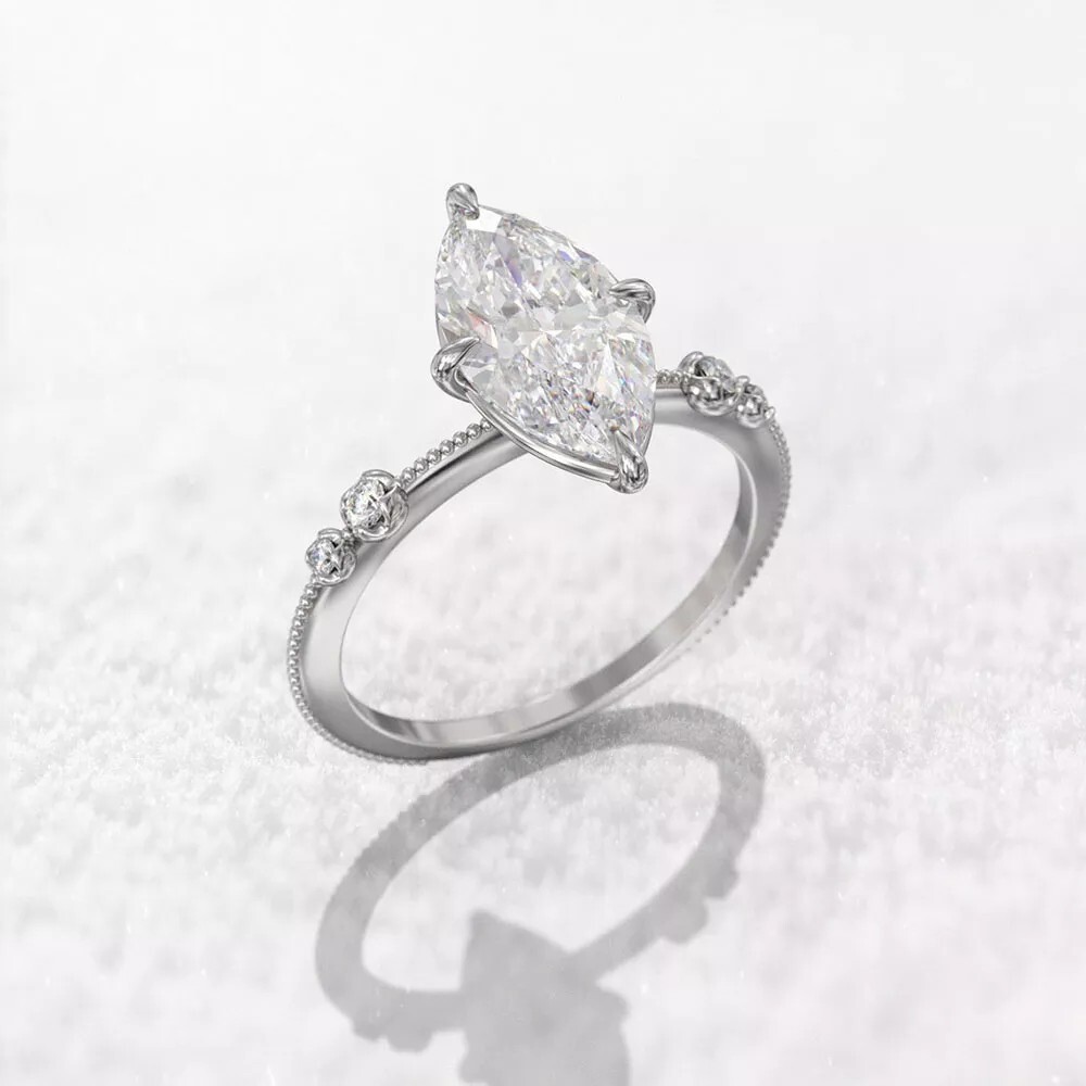 Sparkle Ring For Valentine Gift 2.85 Ct CZ Women Proposal Ring 925 Silver Plated