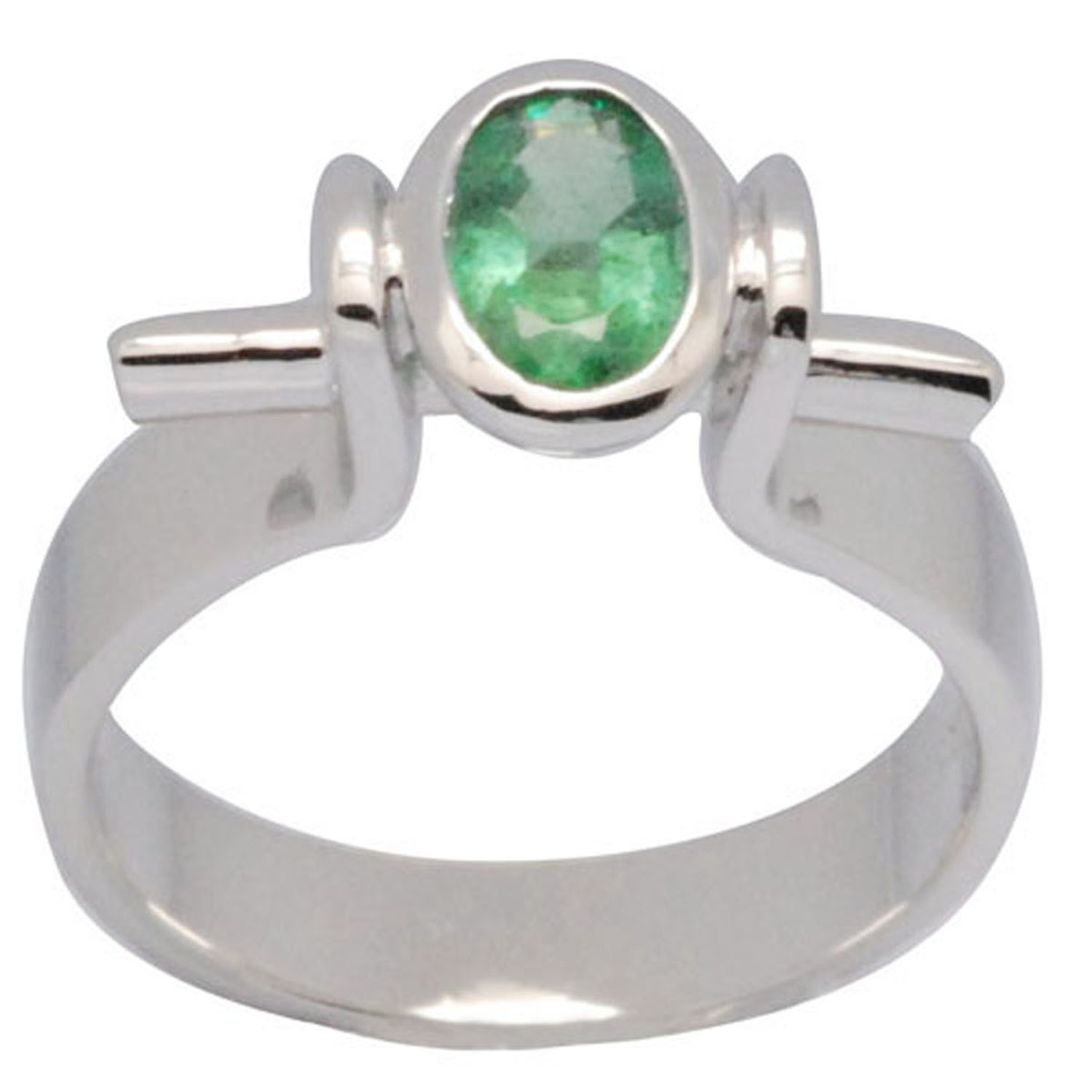 De Buman Sterling Silver 0.72ctw Emerald Ring, Size 7