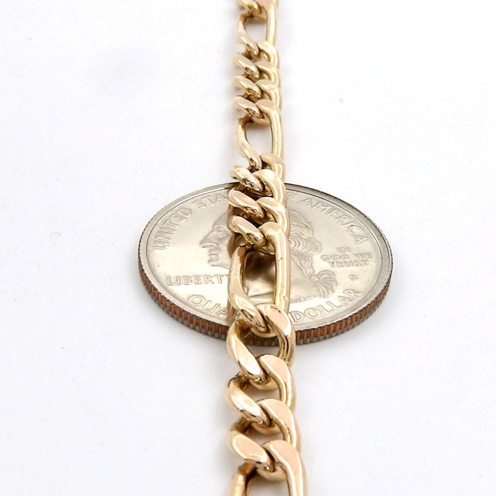 Solid 10k Gold Puffy Hollow Figaro Link Chain Necklace Italy 20.5in 5mm 11gr