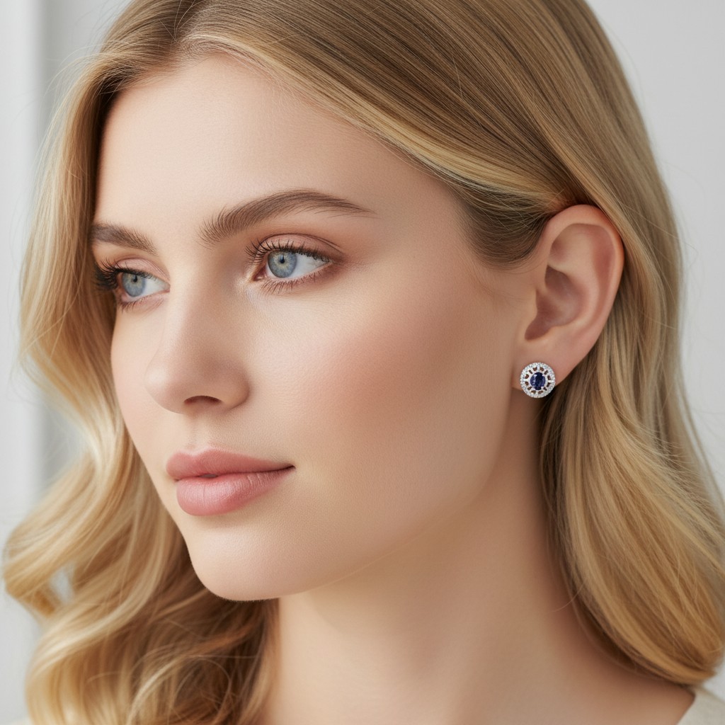 925 Sterling Silver Earrings 5x3mm Natural London Blue Topaz Gemstone Zircon New