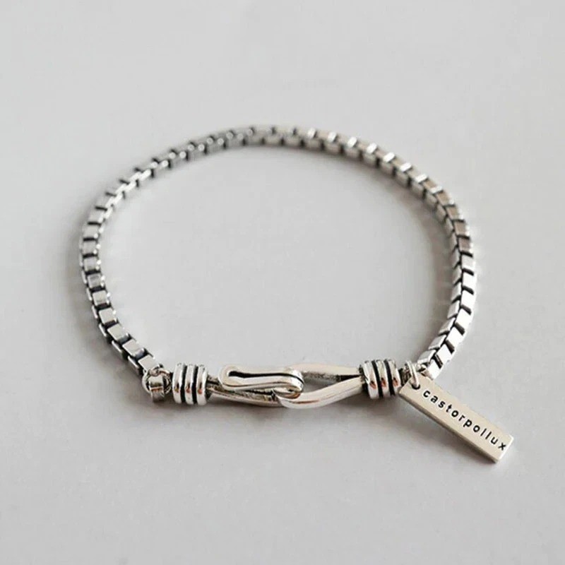 Women s 925 Sterling Silver Beads Handmade Retro, Geometric Bracelet Gift