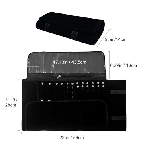 Velvet Travel Jewelry Organizer Case Roll Bag for Necklaces, Bracelets, Earrings