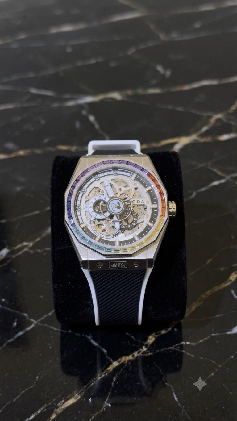 Noda Aero Series-1 43MM Stainless Steel White Skeleton Dial Automatic Watch