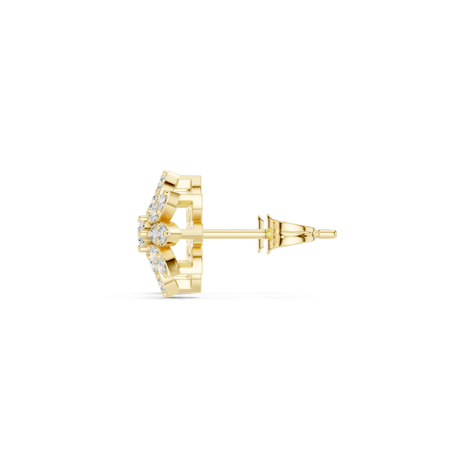 Certified VVS1 D Natural Diamond Women Alosia Floral Stud Earrings 14k Gold Over