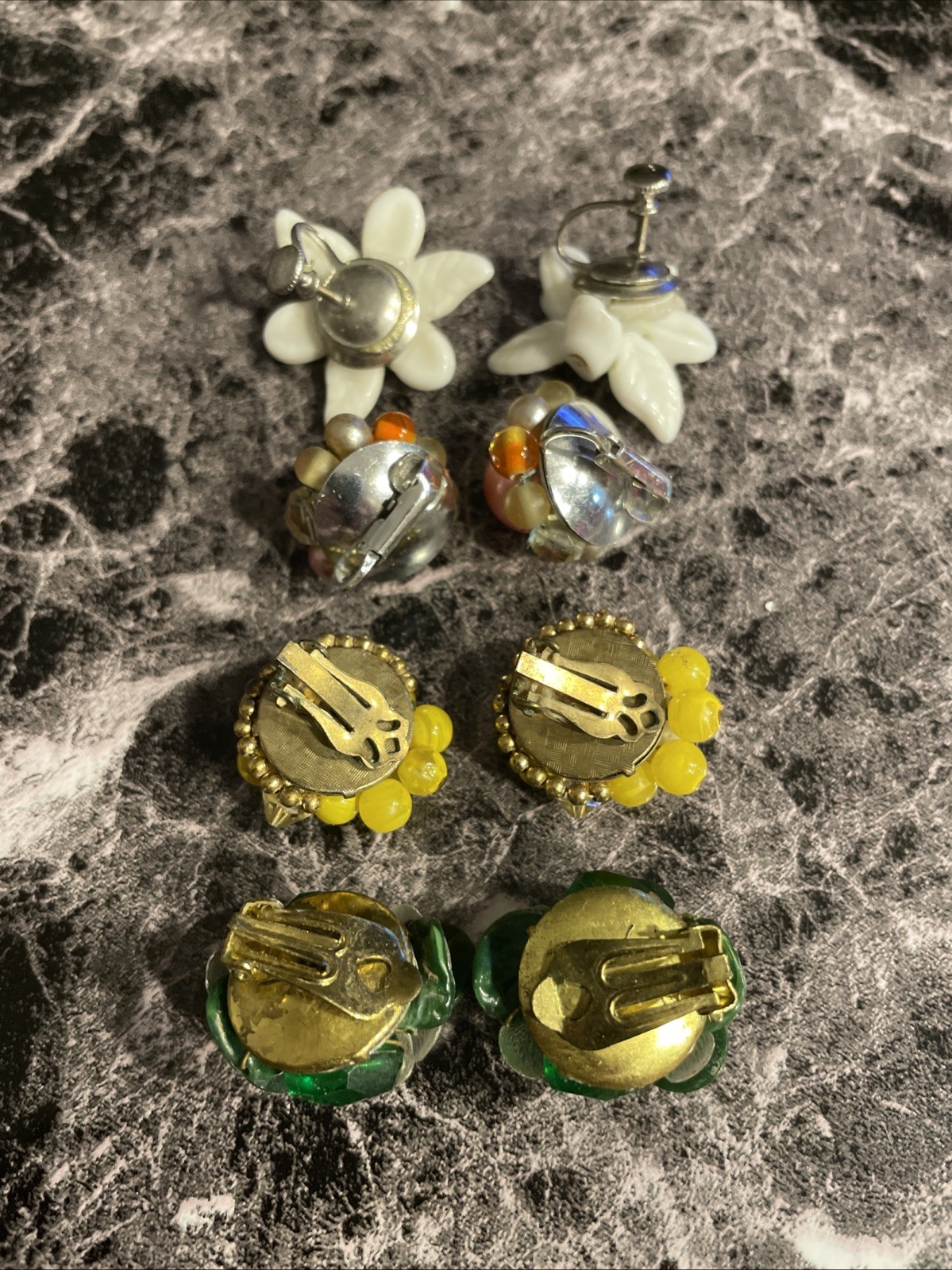 Vintage Beaded Crafting Clip On Earrings Parts Repair Jewelry BB-20