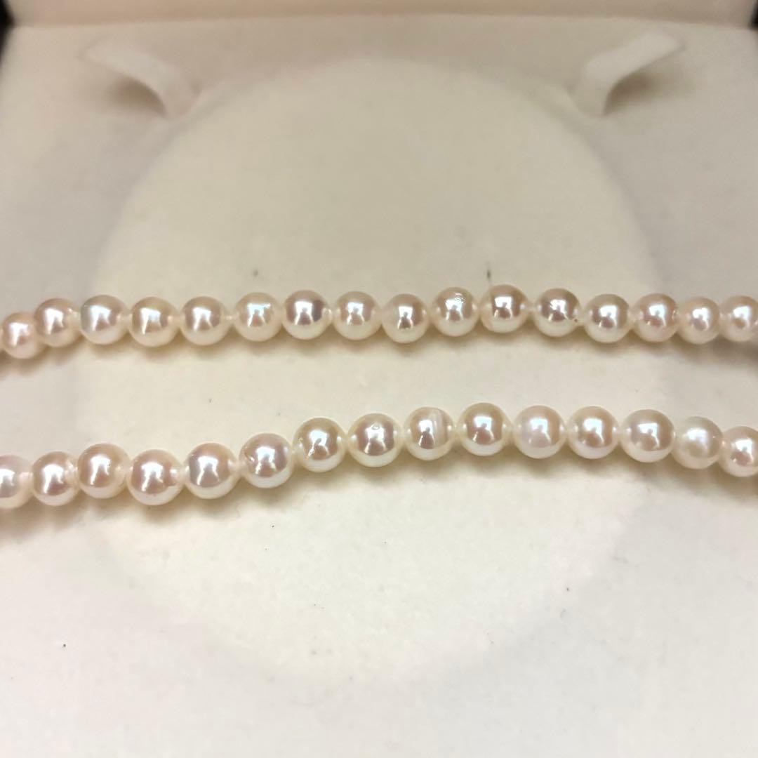 AKOYA PEARL NECKLACE 6.5 7.0MM REAL PEARL WHITE HIGH LUSTER SILVER CLASP JAPAN