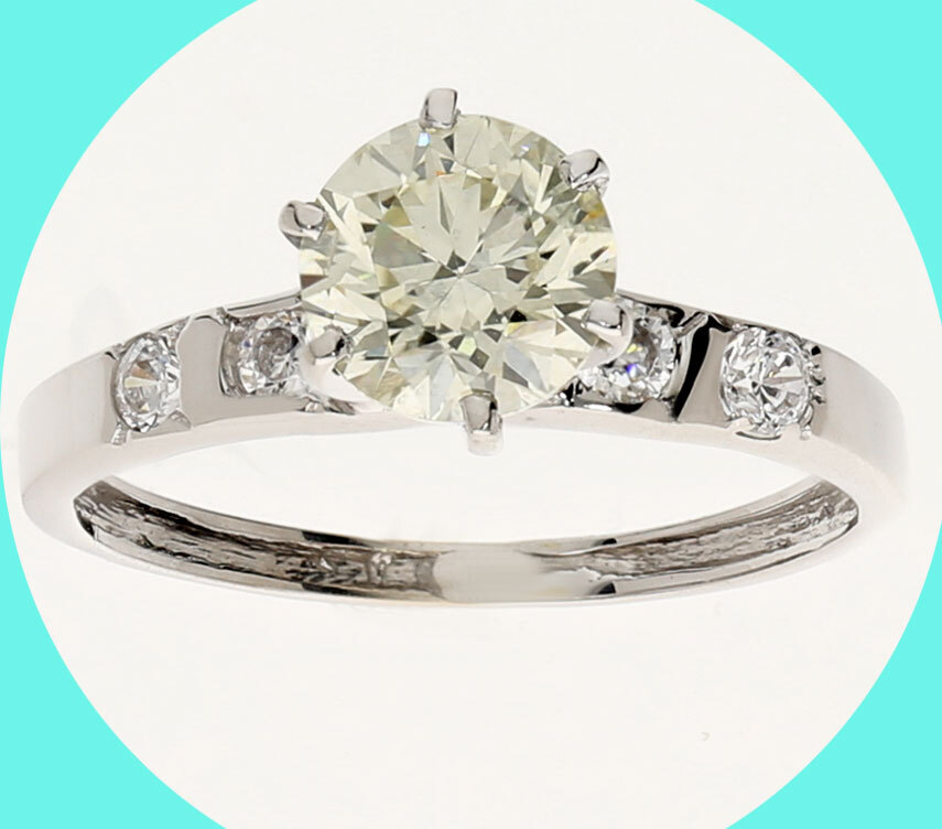.90CT Diamond Engagement Ring 14K WG Round Brilliant Center Size 5.25