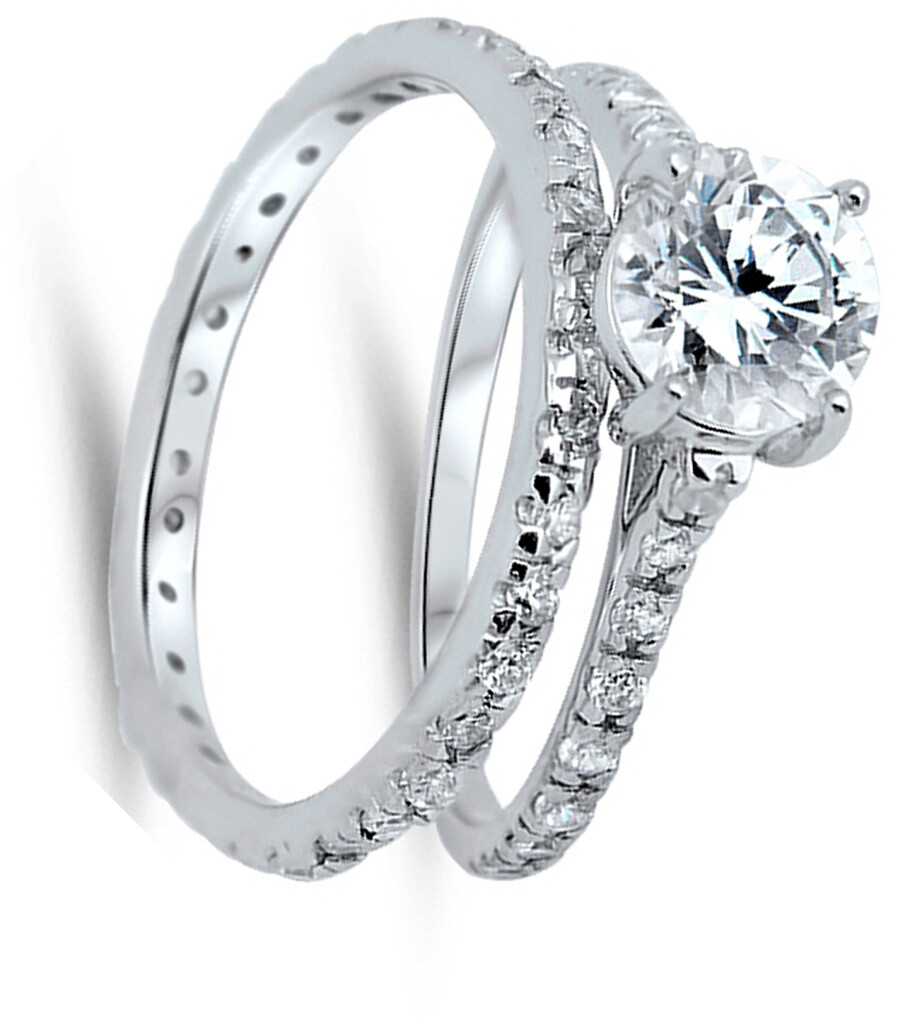 Clear CZ Simple Elegant Cute Ring Set New .925 Sterling Silver Band Sizes 5-10