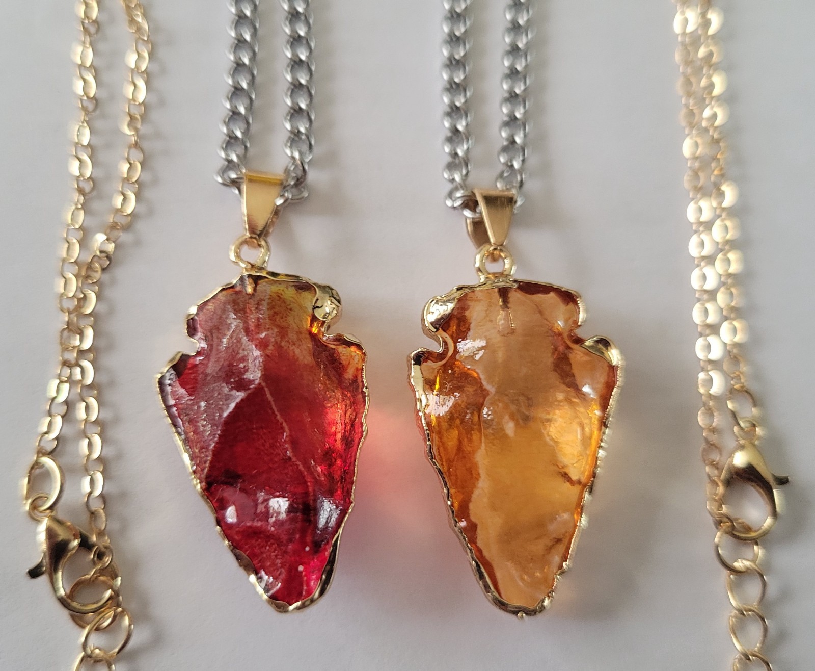 2 Natural Stone Arrowhead Necklaces EACH with two 18″ chains