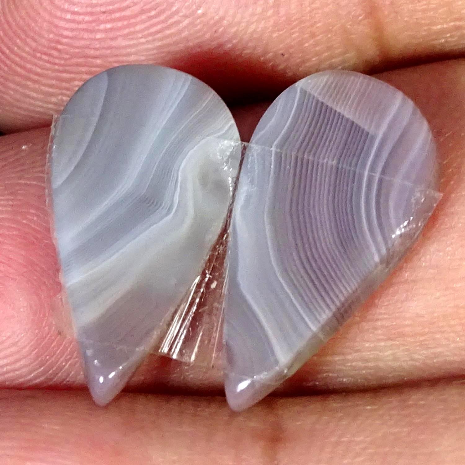11.00Cts 100% Natural Botswana Pair Agate Pear Cabochon Gemstone 10X18X3MM