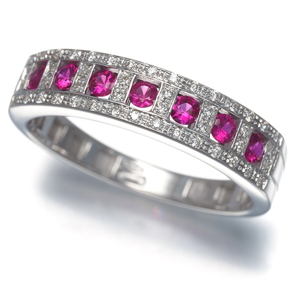 Auth DAMIANI Ring Ruby Diamond Belle Epoque US6-6.25 18K 750 White Gold
