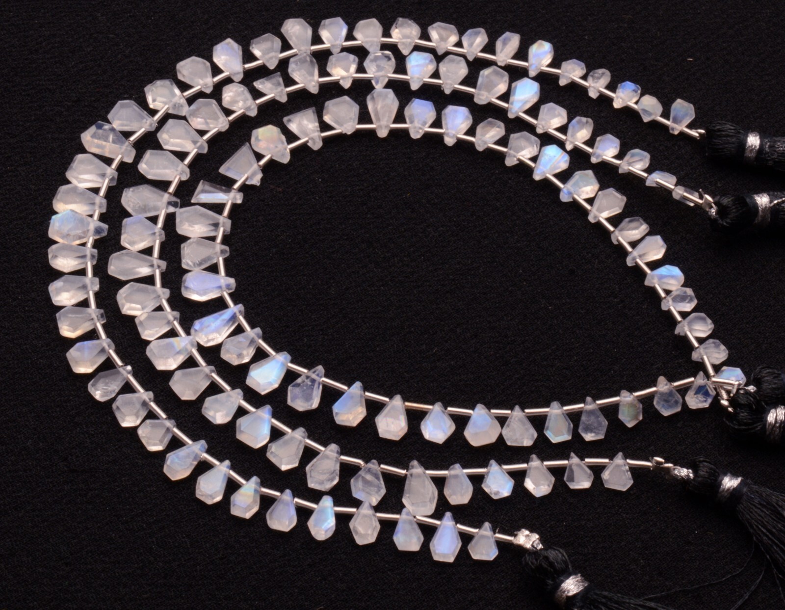 Blue Fire Rainbow Moonstone 5 to 8 mm Size Jewelry Making Beads 9″ Strand