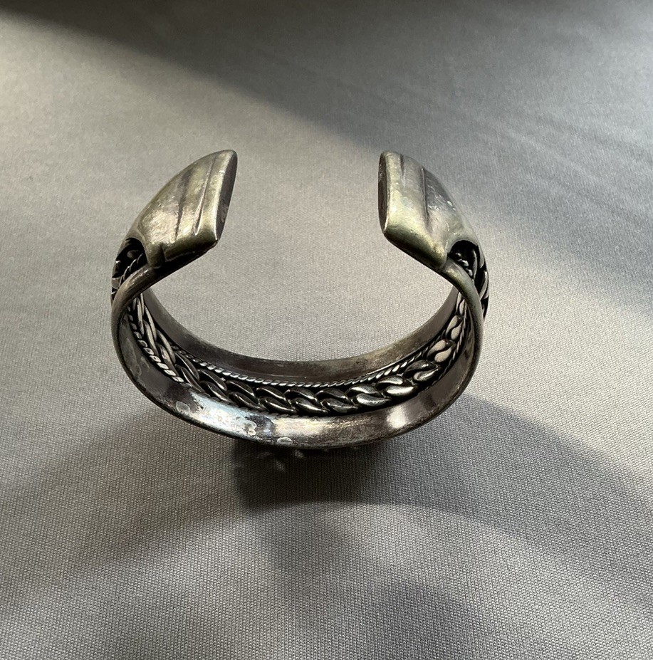 Massive 114g Vintage Egyptian .900 Silver Statement Cuff – Unique Hallmarks