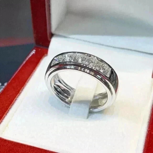 Natural Diamond 3.30Ct Round Cut 14K White Gold Solid Women’s Band Ring