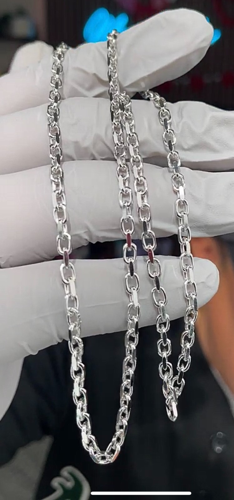 Solid Italian .925 Sterling Silver Diamond Cut Anchor Chain PLUX 22″ 3.1mm 9.51g