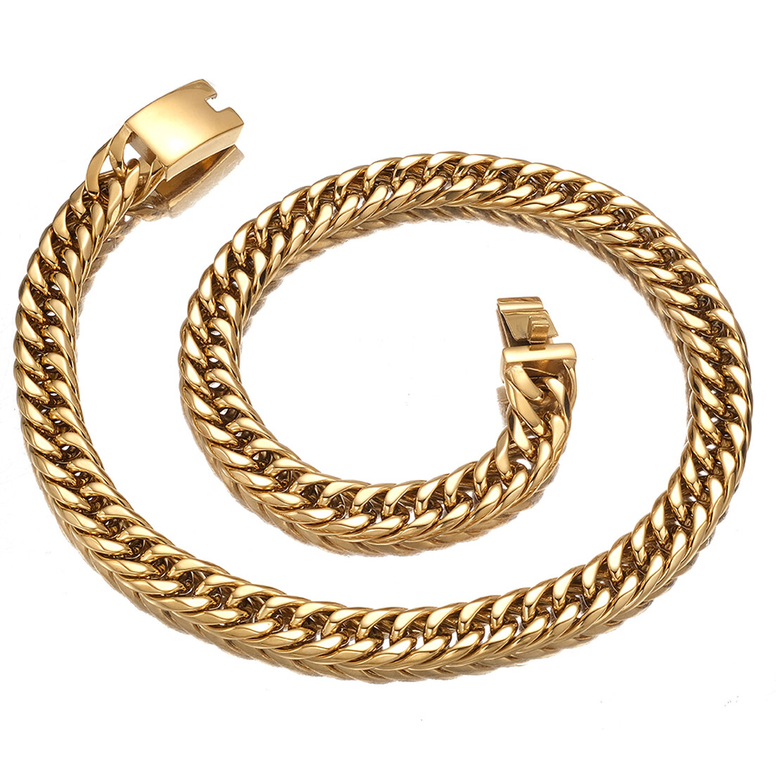 13mm/16mm Silver Gold Black Stainless Steel Cuban Link Chain Necklace 16in-40in