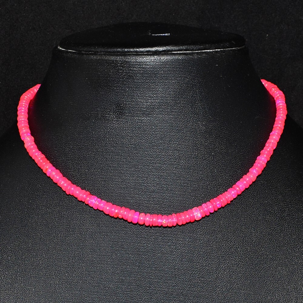 Most Amazing Pink Ethiopian Opal 36.00 Cts Beaded Beautiful Necklace VK 41 E593
