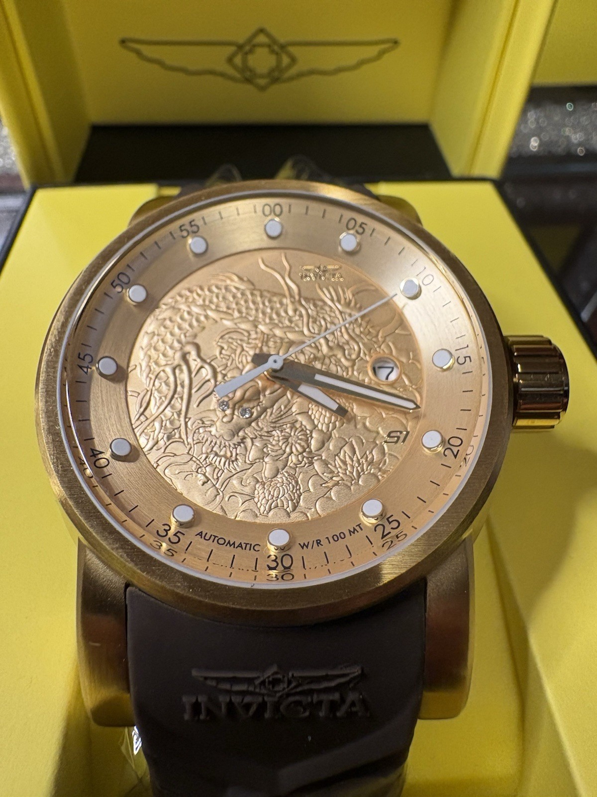🐉Invicta S1 Rally Yakuza Automatic Men’s Watch – 48mm, Brown, Beige (12790)