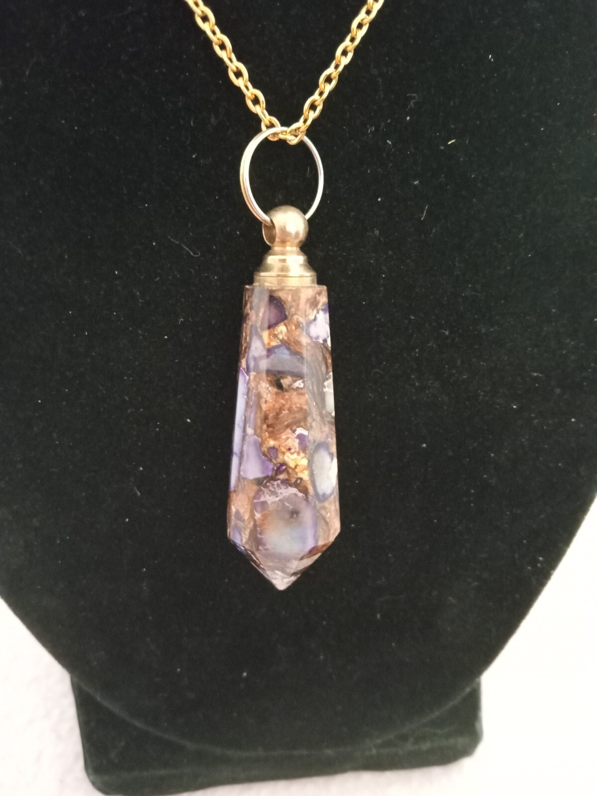 Multicolored Natural Stone Perfume Flask Pendant with 18 inch chain