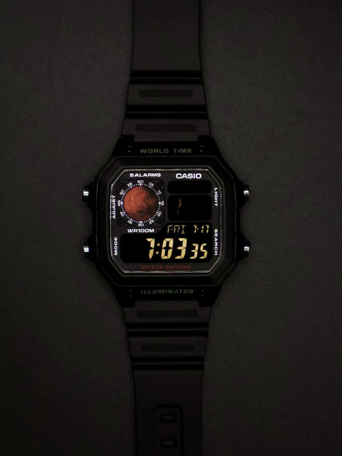 “Ares” | Custom Mars Negative Display Casio | Royale | AE-1200 | ☄️⚫️ | MOD