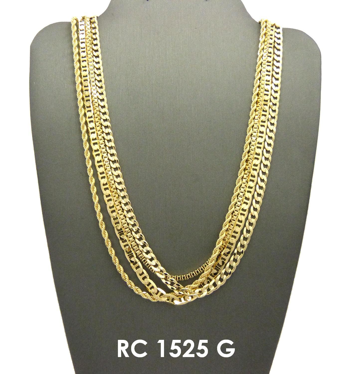 Hip Hop Marina, Rope, Cuban, Box, Figaro, Herringbone Chain 24″ Necklace Set