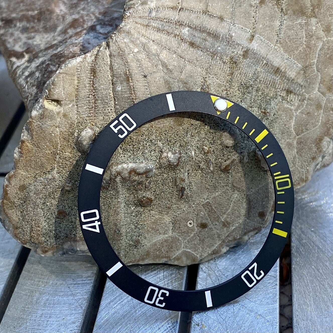 Matte Black w/ Yellow+White Ceramic [Sub Style Bezel Insert] for Seiko SKX SRPD