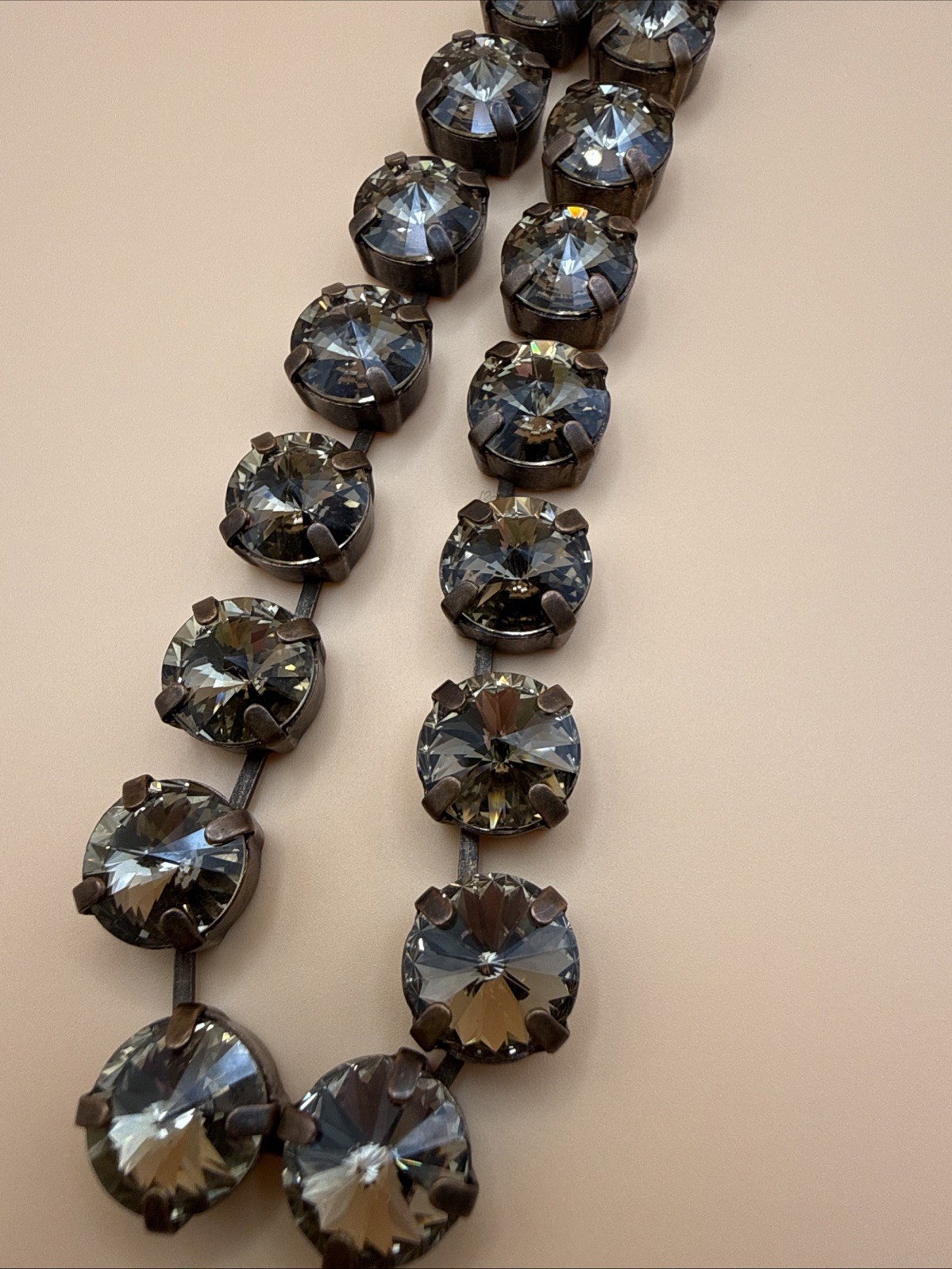 Sabika Choker Necklace Drop Earring Set Light Colorado Topaz Brown 10mm Crystal