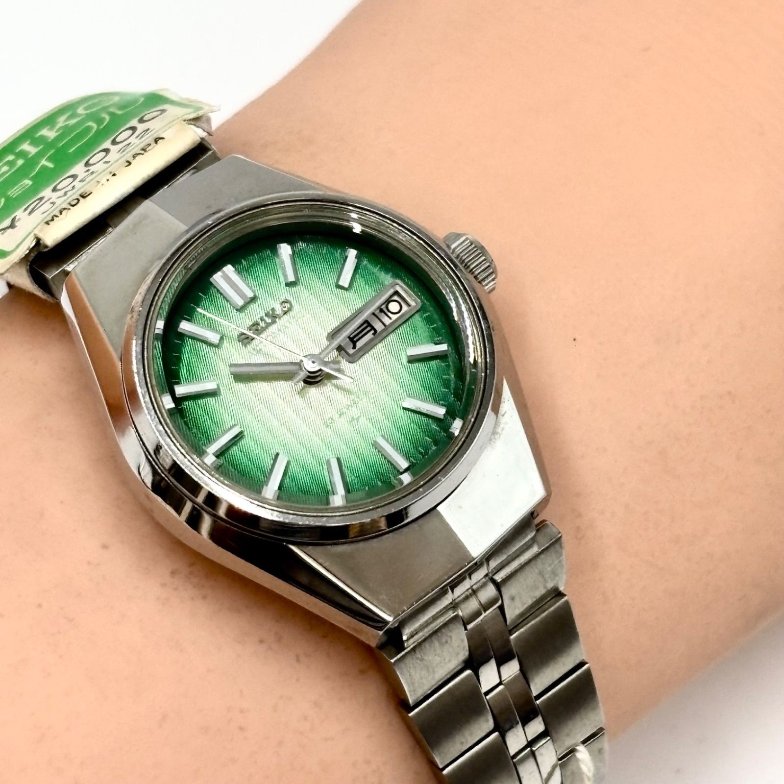 Working Dead SEIKO Joyful Wristwatch Automatic AT Day Date Green Gradient Dial C