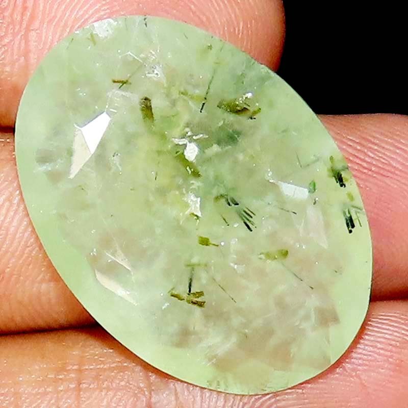 Gorgeous Prehnite Palm Stone Cabochon cts 47.80 size 24x34x9MM Oval Cut polish