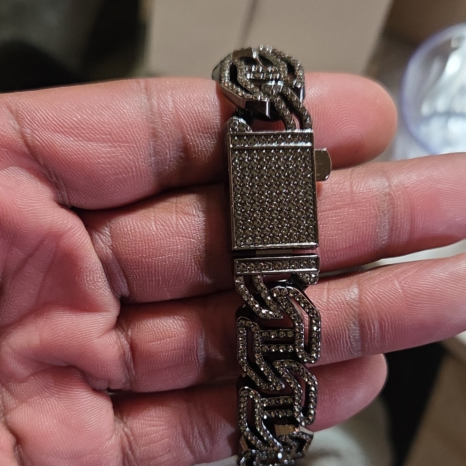 AJ USA Men’s Cuban Link Chain Bracelet Silver Box Clasp